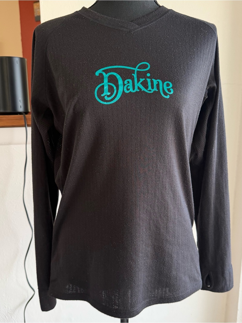 Dakine Black Long-Sleeve Top with Teal Logo XL